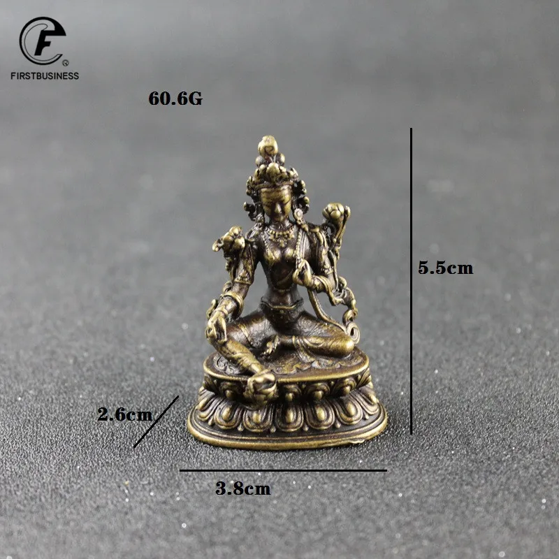 Зеленая Тара маленькая медная статуэтка тантрическая Будды высота 5 см