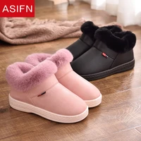 asifn winter slippers women men plush house mules home ladies soft bottom non slip cotton leather zapatos de mujer fur slippers