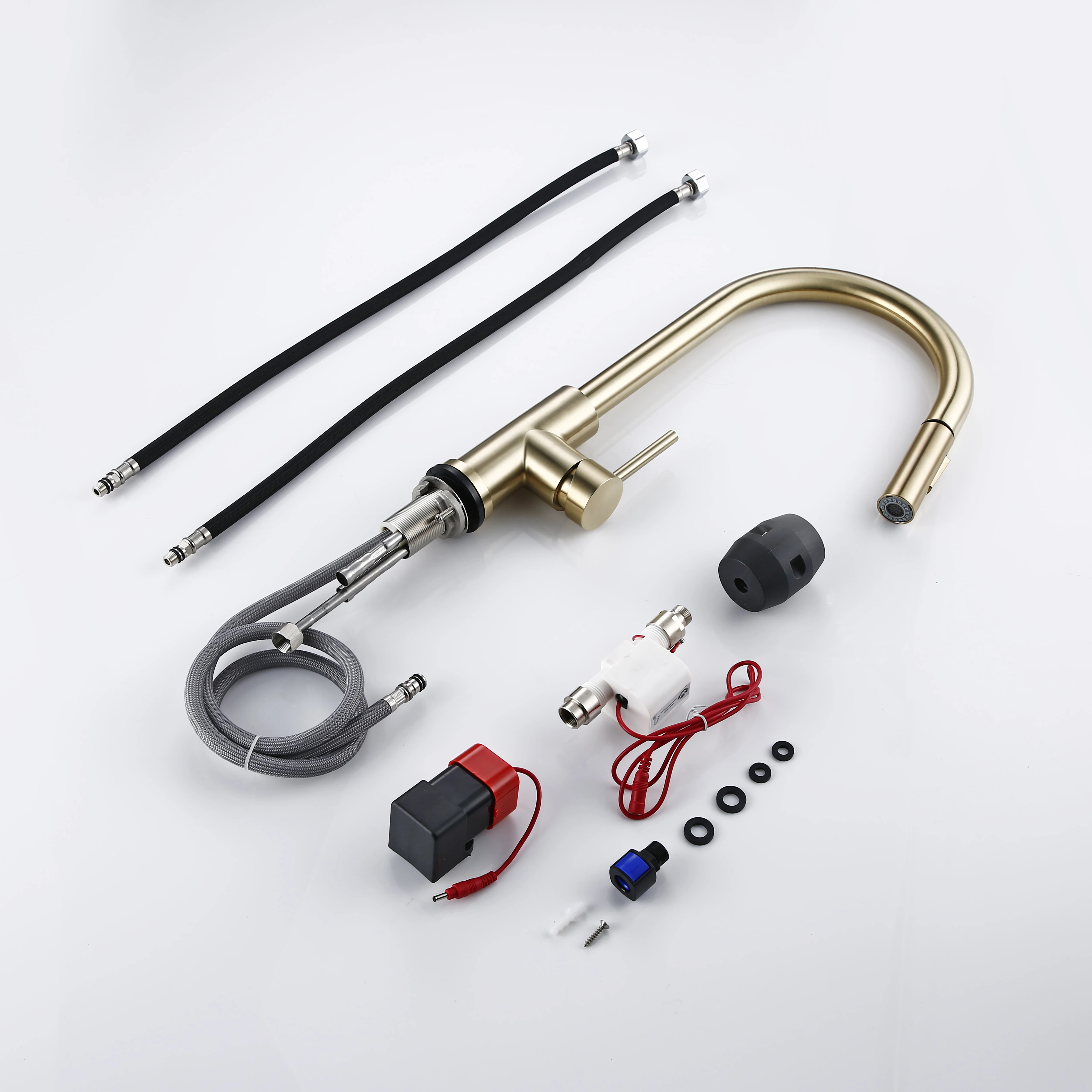 

Touch Single Handle Brass Brushed gold Kitchen Sink Faucet Pull Out Rotation Spray Mixer Tap Faucet Hot and cold wate
