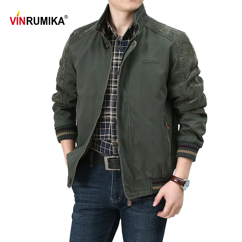 Plus Size M-5XL 2022 Spring Autumn Men's Casual Brand High Quality 100% Cotton Khaki Jacket Coat Man Army green Jackets Coats