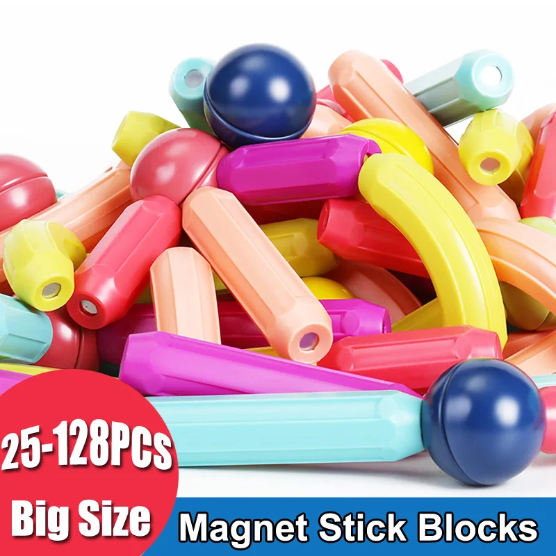

Детские магнитные игрушки, магнитный дизайнерский Строительный набор, магнитные палочки большого размера, строительные блоки, развивающие...