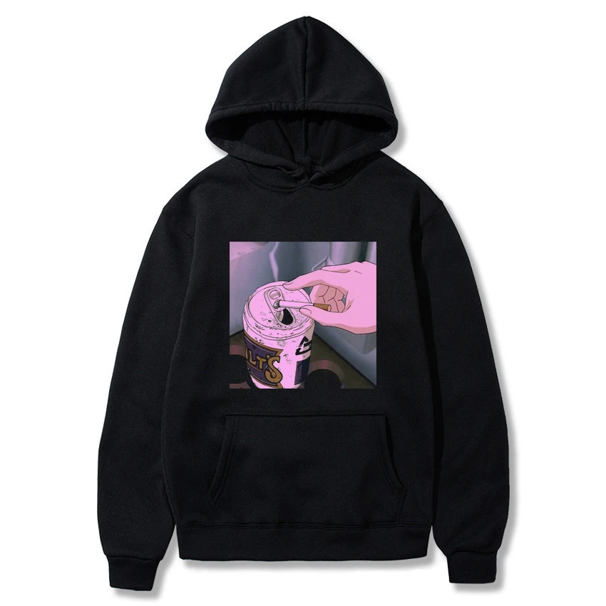 Harajuku, толстовка с капюшоном, с принтом «Sad Vapor Wave», Забавный принт аниме, унисекс, толстовка, мужские толстовки, мужские повседневные топы с капюшоном, уличная одежда