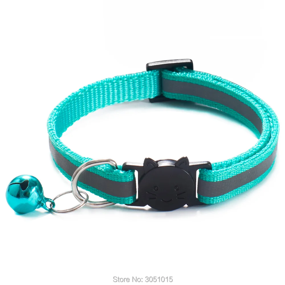 

Wholesale 100Pcs Cat Face Button Reflective Safety Charm Necklace Collar For puppy For Dog Cat Collars Adjustable With Bell