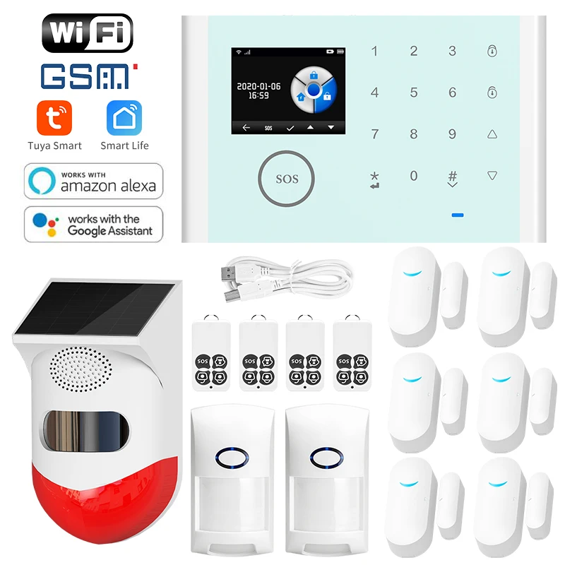 Angus Wifi  Home Security Siren Alarm System with Remote Control Outdoor Infrared Alarm Intercom Door Opening Sensor