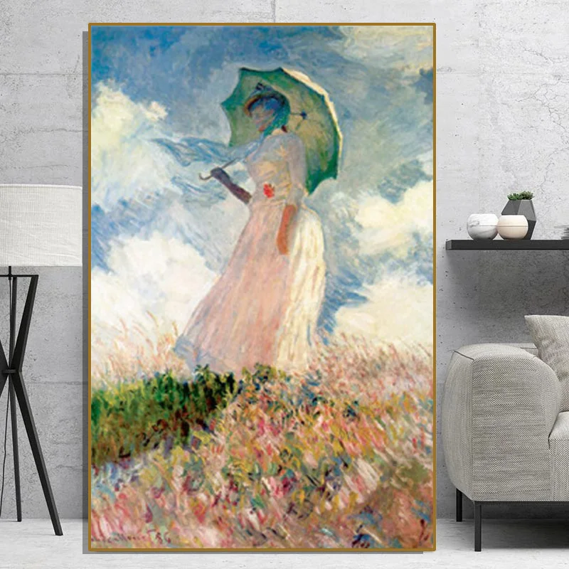 Woman under umbrella living room bedroom decoration painting wall pictures for canvas | Дом и сад