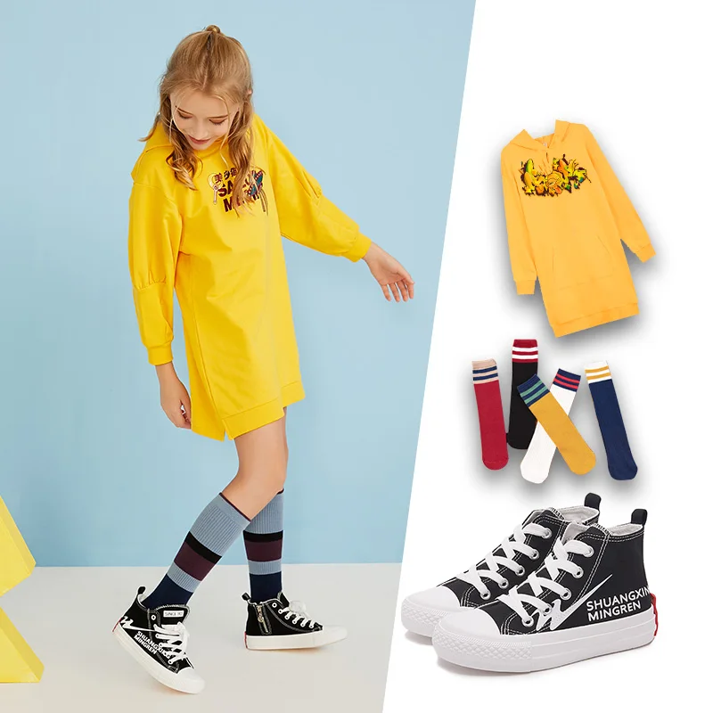 Детская парусиновая обувь с высоким берцем Обувь для мальчиков и девочек