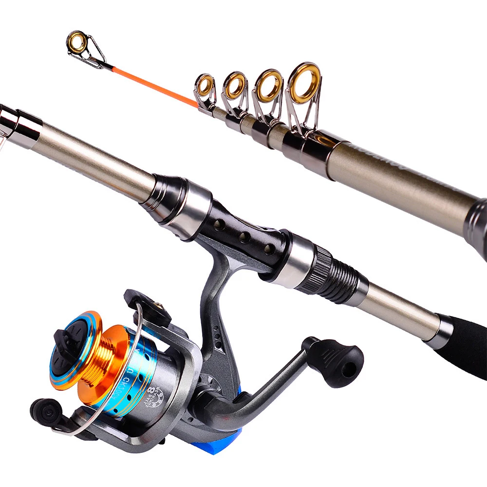

PRO BEROS Fishing Rod and Reel Combos 1.8m Carbon Fiber Telescopic Portable Ultralight Fishing Pole Kit 5.2:1 Gear Ratio