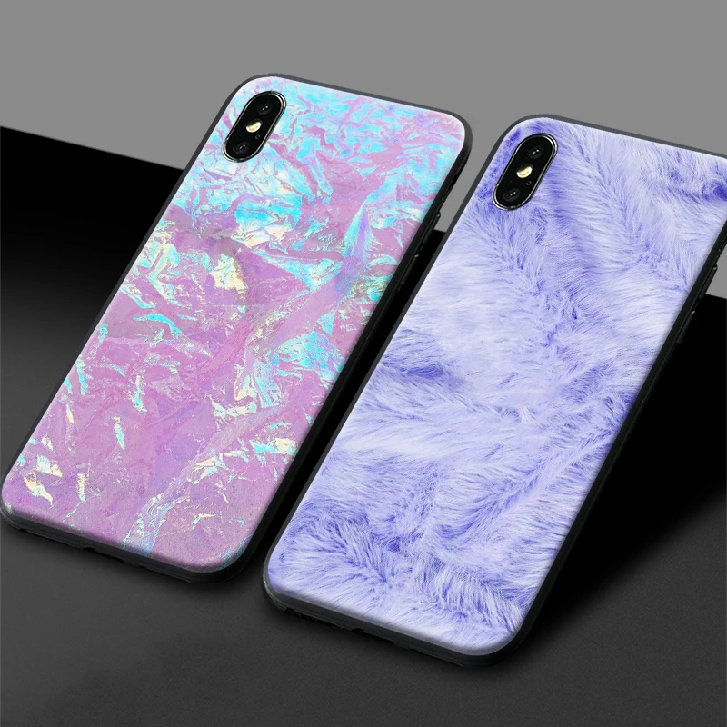Эстетичный пастельный розовый фиолетовый блеск Фиолетовый мрамор для iPhone 6 6s 7 8