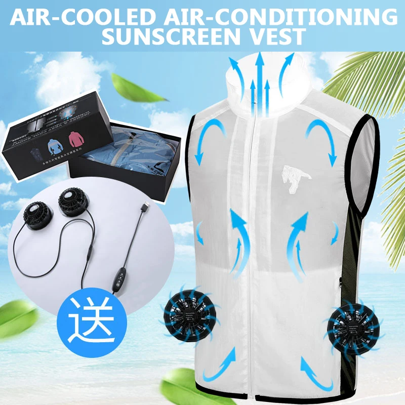 

Fan Equipped Clothing UV Resistant Vest Men 5V USB Powered Air Conditioned Coat Summer Cooling Sleeveless