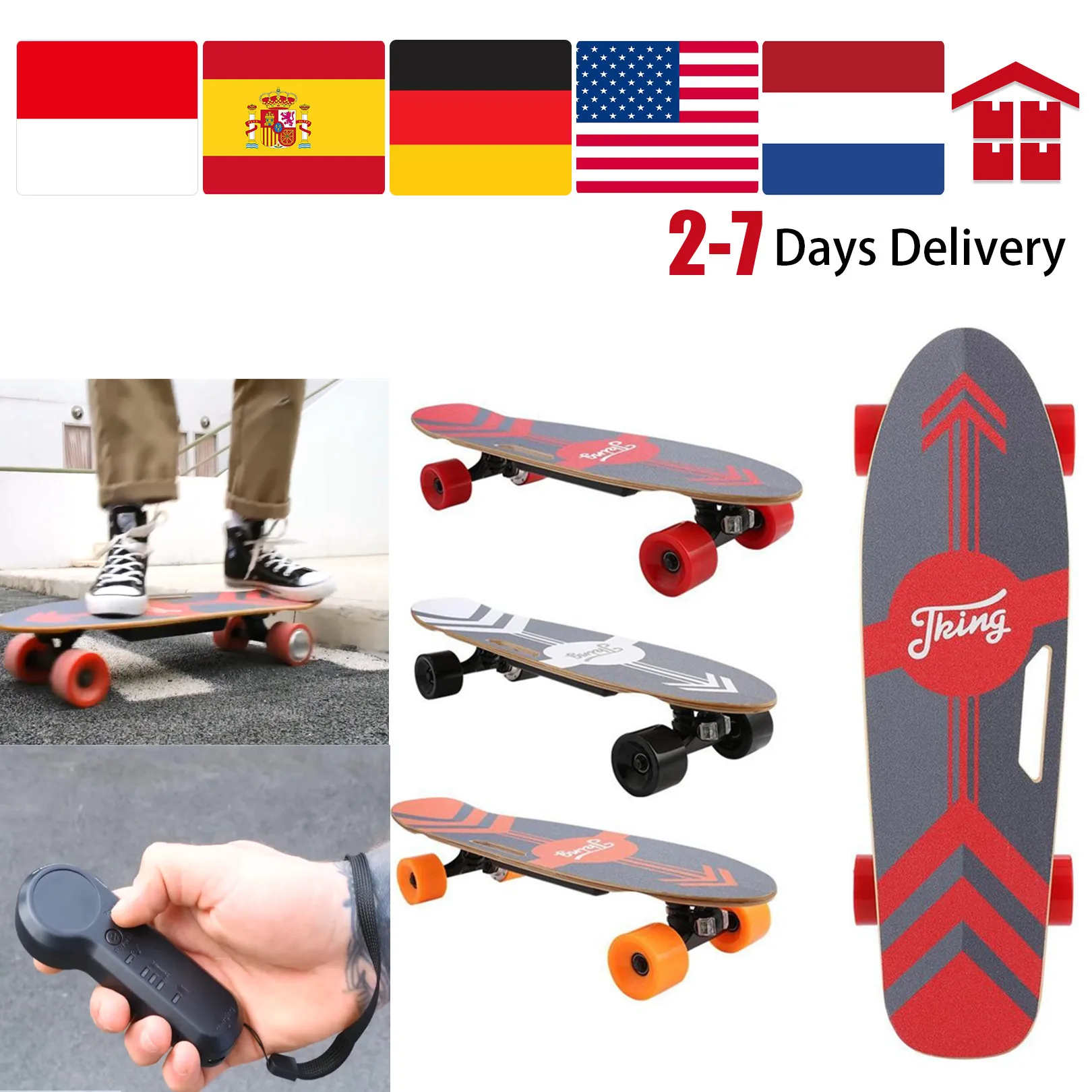 Электрический скейтборд с дистанционным бесщеточным двигателем 350 Вт верхняя