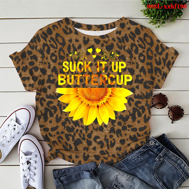 

Oversized Tshirts SUCK IT UP BUTTERCUP Funny Sunflower Kawaii T Shirt For Women Summer Tees Tops graphic t shirts Plus Size