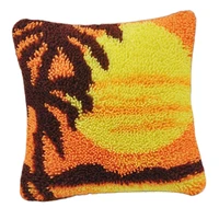latch hook kit sunset landscape cushion cover diy craft needlework crocheting cushion embroidery