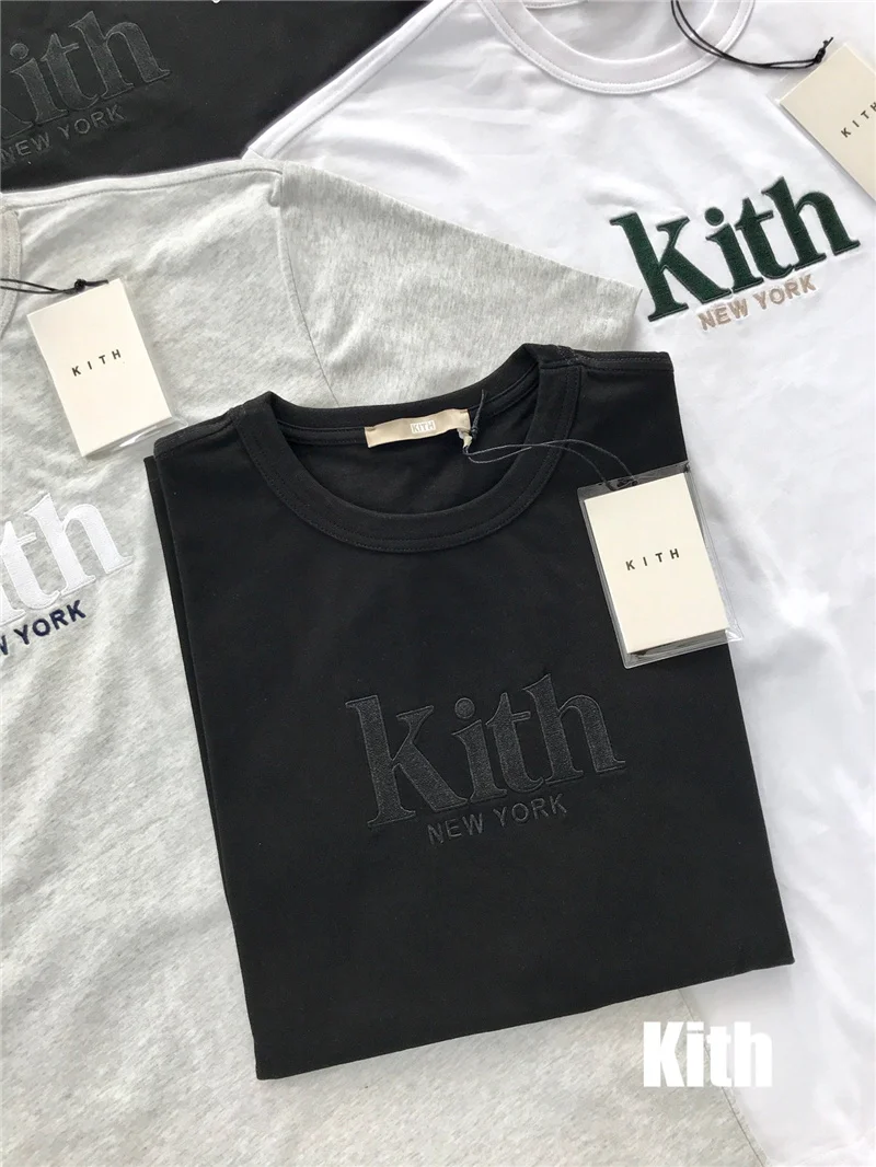 

New York KITH T-shirt Men Women 1:1 High Quality T Shirt Embroidery KITH Tee Heavy Fabric Tops Slightly Oversize Short Sleeve