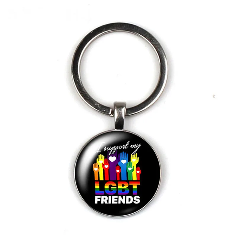 ЛГБТ любовь поддержка гордости фото круглый стеклянный брелок с кабошоном сумка