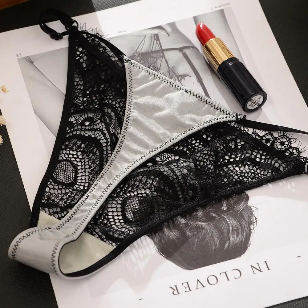 1 шт. сексуальные кружевные Сатиновые стринги Прозрачное нижнее белье бесшовные