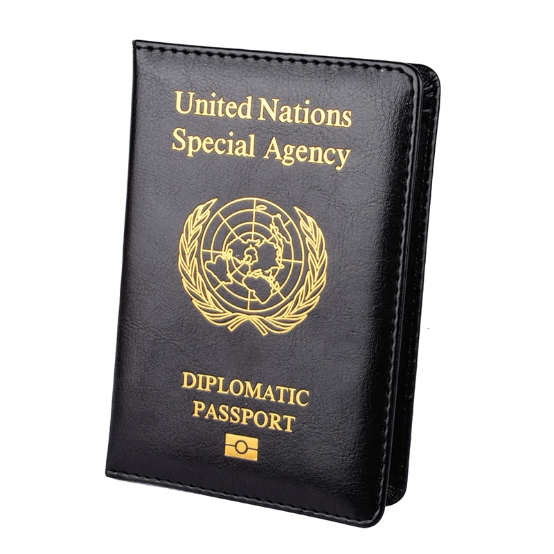 

New Passport Cover United Nations Diplomatic PU Leather Passport Holder Travel Men Women Card Protector Case Organizer