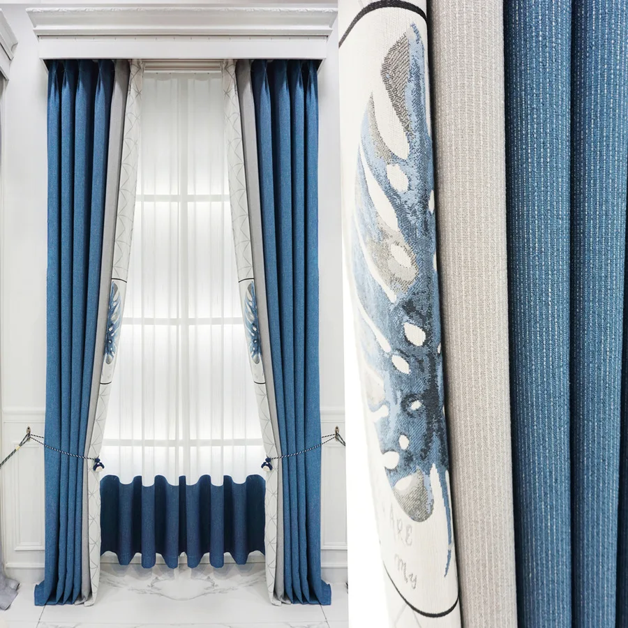 Хлопок лен жаккард Затемненные занавески s двери для гостиной кухни спальни