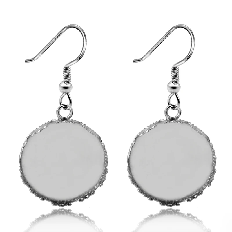 Stainless Steel Earrings Ear Hook Women Hanging Fit 12/15/20/25mm Round Crown Bezel Tray Cabochon Base DIY Handmade | Украшения и
