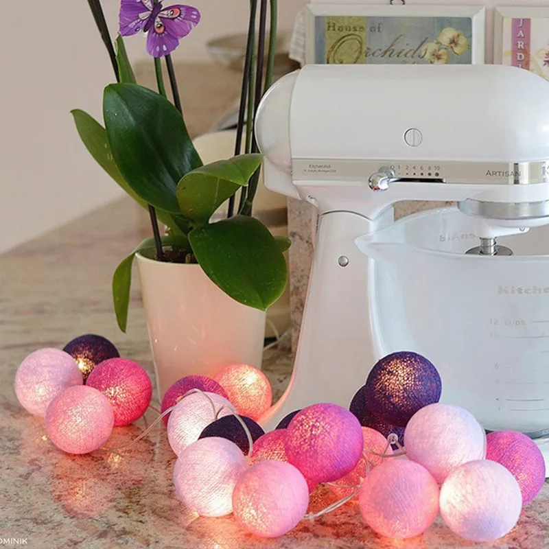 

String Lights Cotton Balls Garland Beads LED Strips Kids Bedroom Decor Wedding Curtain Garden Halloween Christmas Decoration