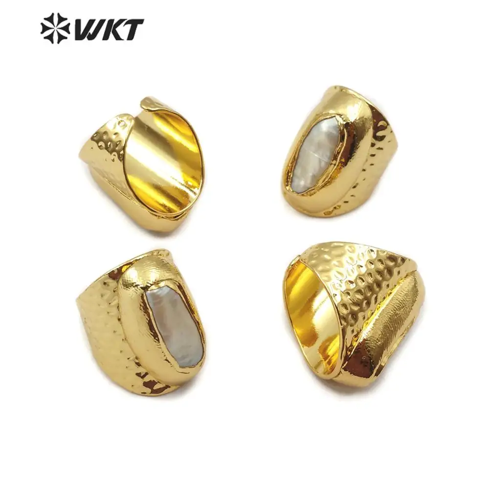 Фото WT-R341 WKT Новинка: регулируемое кольцо с жемчугом, покрытое 18-каратным золотом, модное женское украшение №4