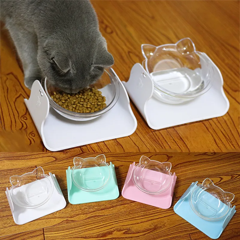 

Explosive Cat Bowl Transparent Material Non-slip Food Bowl Bevel Connection Cat Bowl With Protection Cervical Adjustable Bowl