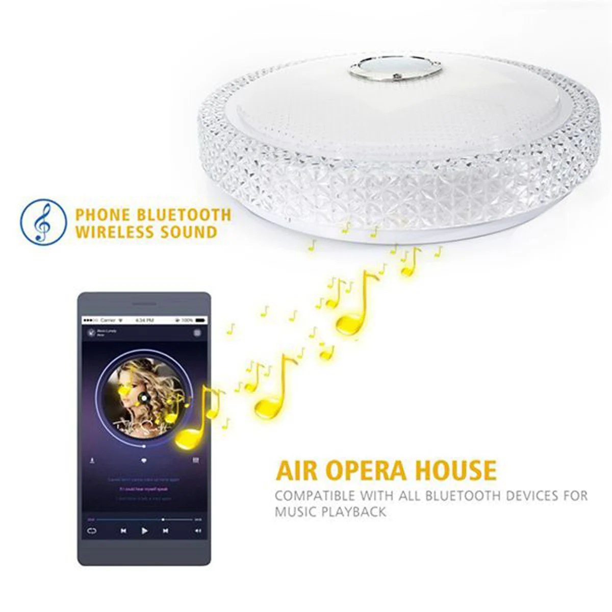 $20.00 300W LED Ceiling Lights Home RGB dimmable APP bluetooth Music Light AC110-260V Bedroom Lamps Smart Ceiling Lamp+Remote Control