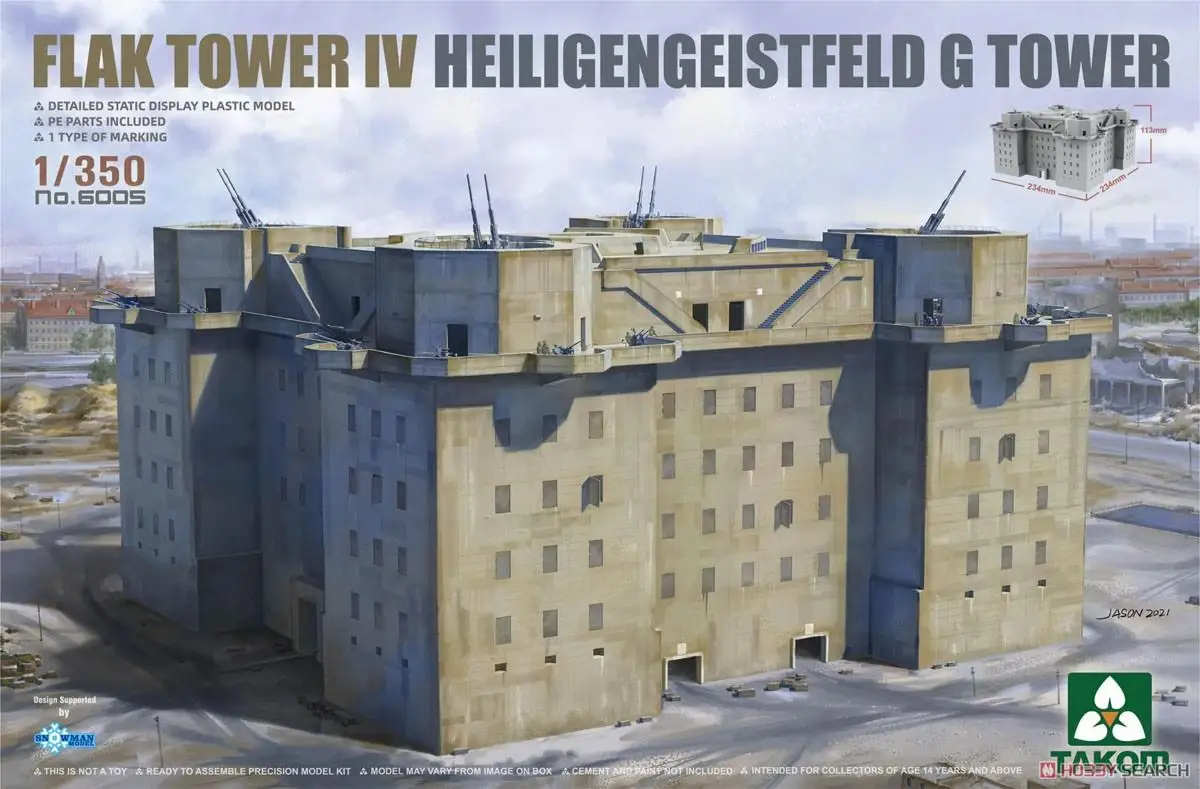 Takom 6005 1/350 Scale German Flak Tower IV Heiligengeistfeld G Tower Model Kit