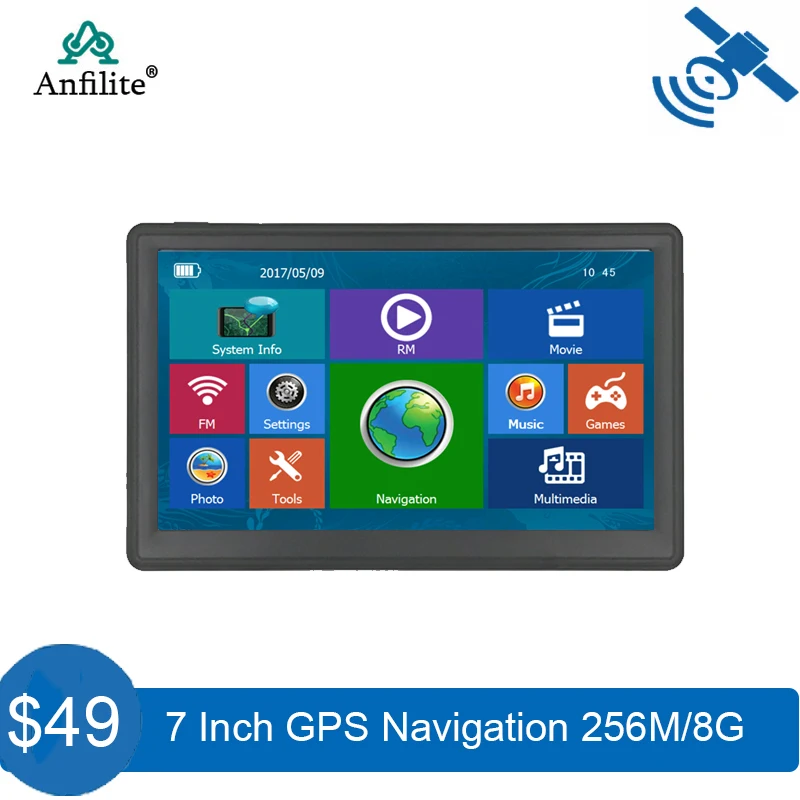 7 дюймов 800*480 емкостный сенсорный экран грузовик GPS навигатор MTK 800 МГц Оперативная