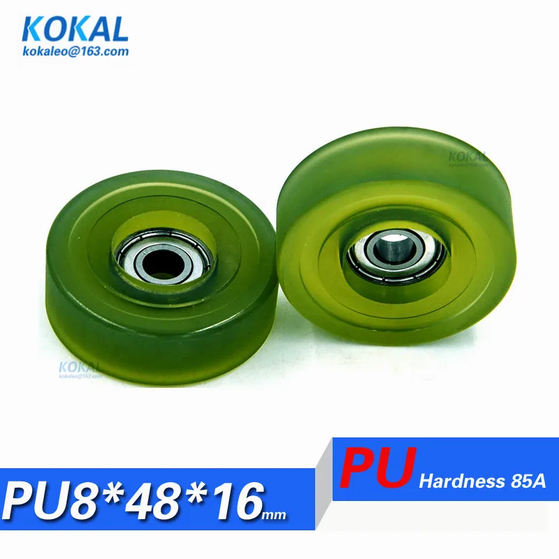 [PU0848-16] 10 шт./партия 608zz 608 с покрытием из ТПУ PU мягкой резины низкий уровень шума шарикоподшипник PU ролик колеса 8X48X16 мм