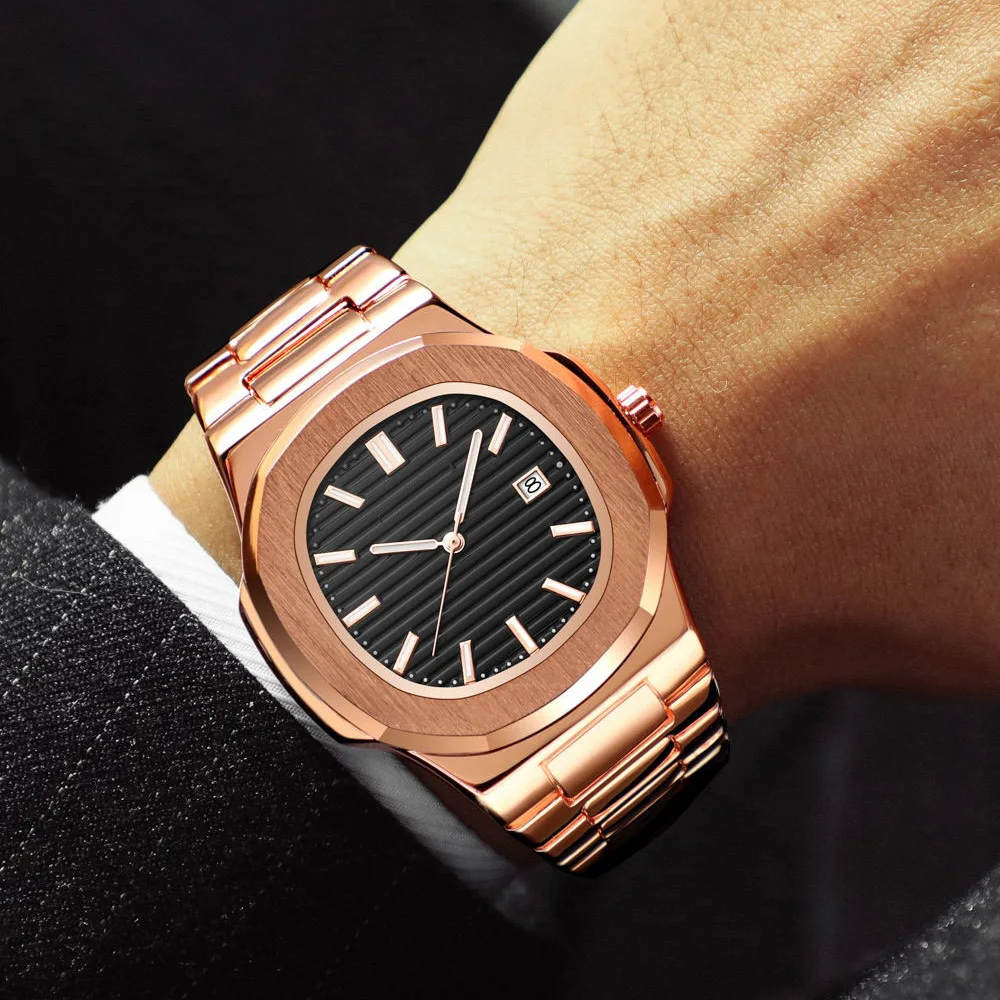 

2021 New Arrivals Hot Selling TACTO Brand Watch For Men Rose Gold Alloy Luminous Hands Top Luxury Mens Wrist Watch Male Clock