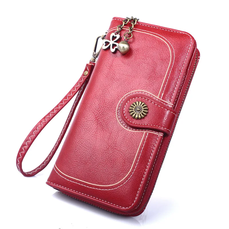 

Women Wallets Wrist Bag Brand Long Tri-fold Wallet Purse Fresh Leather Female Clutch Card Holder Cartera Mujer Zipper Hasp Bag