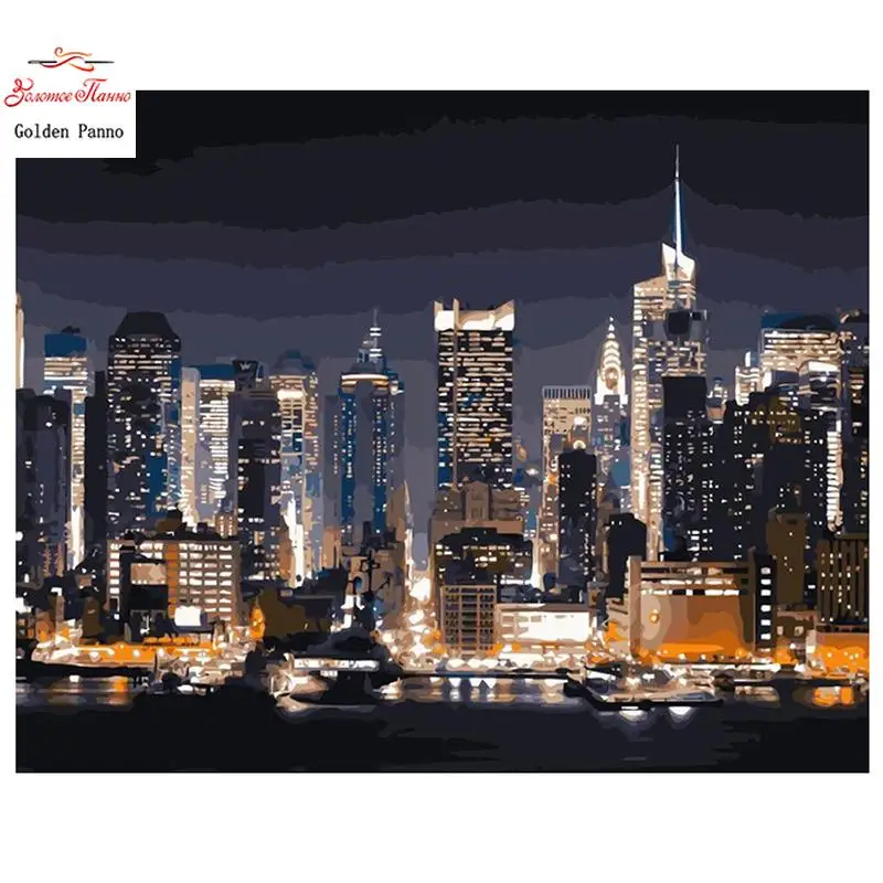 Nova York Noite Quadrado Diamante Pintura Diamante Diamante Bordado Strass Mosaico Ponto Cruz Arte Da Parede