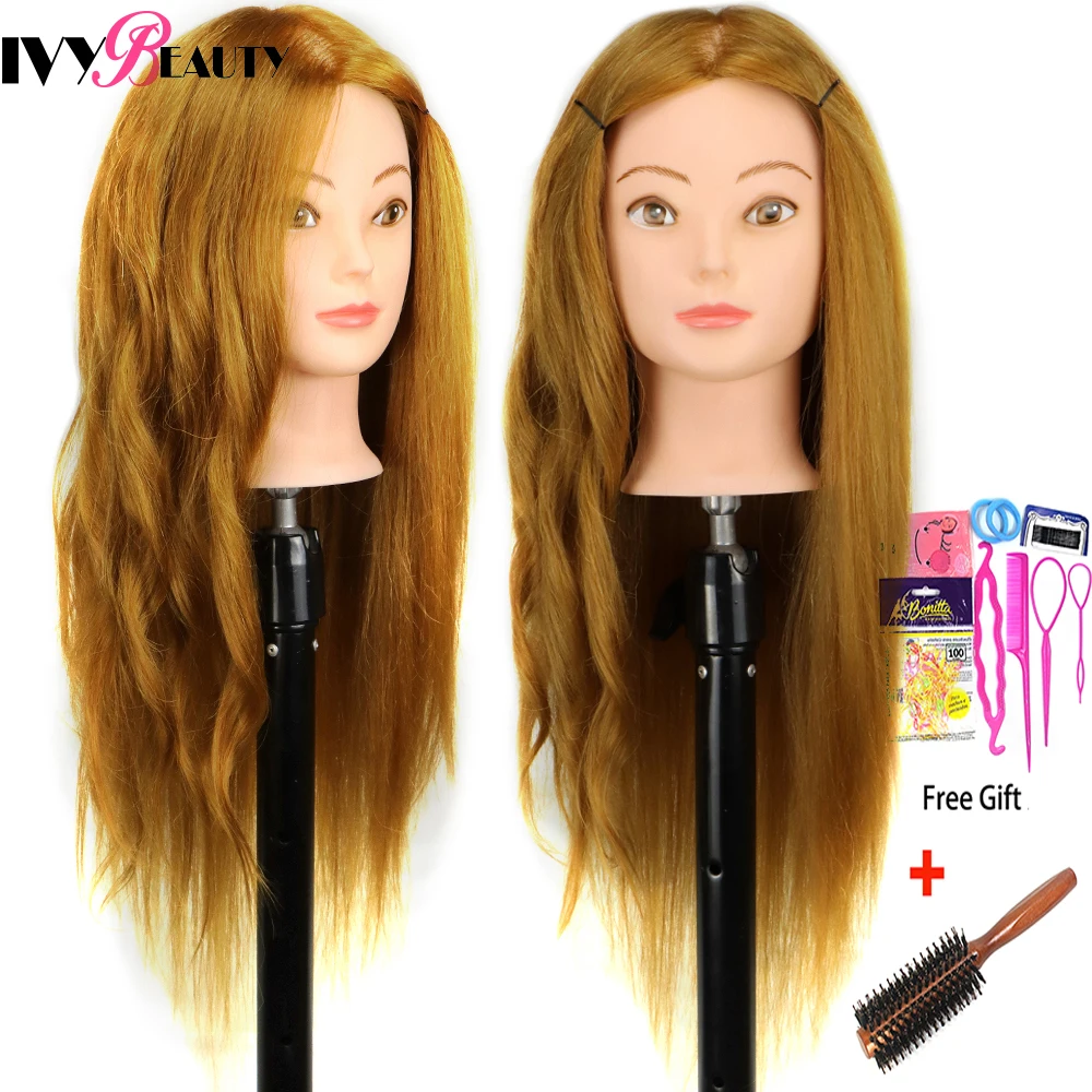 

Голова женского манекена для причесок, смешанные 85% натуральные человеческие волосы для кукол, манекены для парикмахеров, тренировочная го...