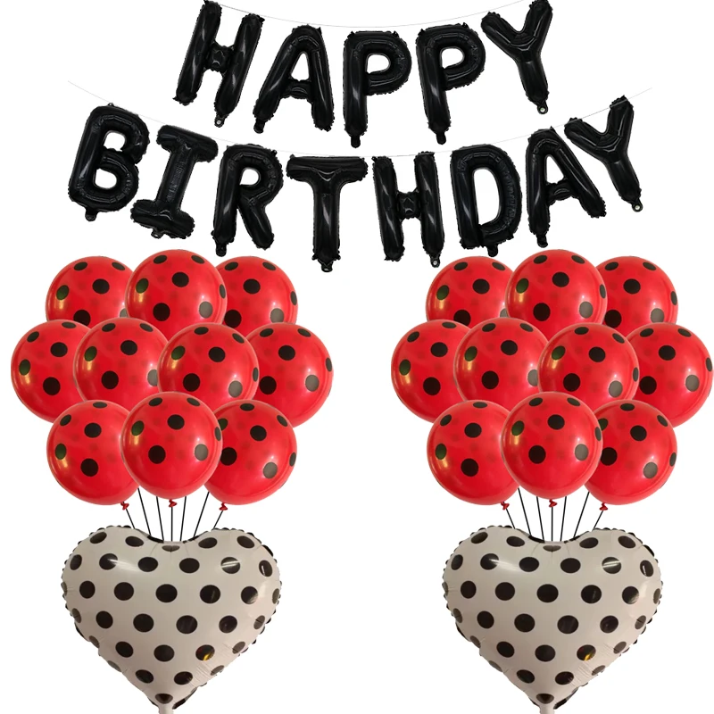 Латексные воздушные шары в горошек божья коровка красный черный цвет украшение