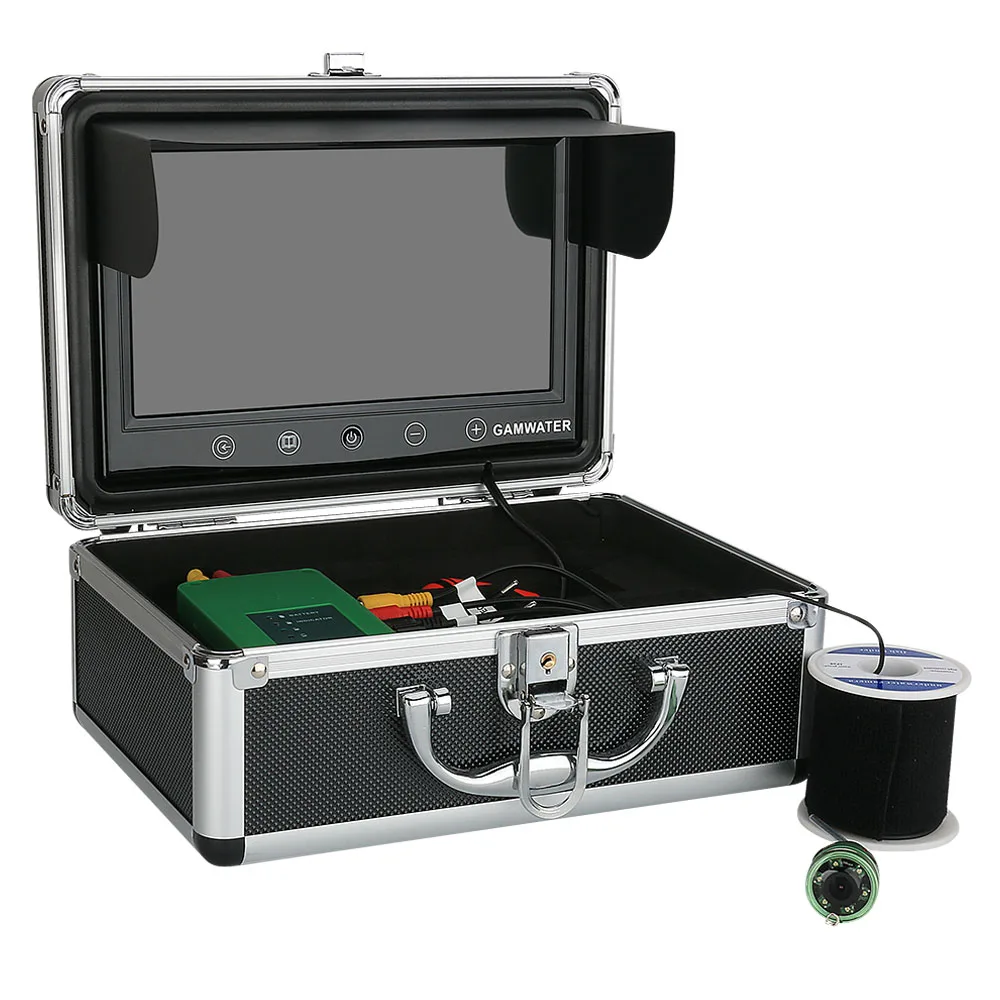 Скидка Камера для подводной рыбалки 1000 ТВЛ, видеокамера, 6 лампочек с цветным монитором 9 дюймов, рыбопоисковый прибор для подледной рыбалки