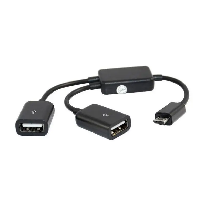 Кабель-концентратор с Micro USB /Type C на OTG двухпортовый Y-образный разветвитель