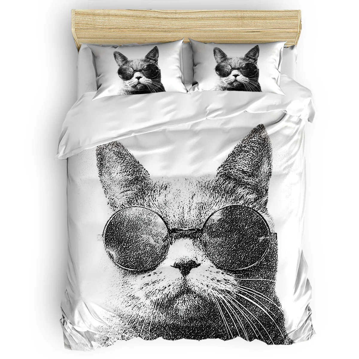 

Cat With Glasses Duvet Cover Set 2/3/4pcs Bedding Set Bed Sheet Pillowcases Cover Set