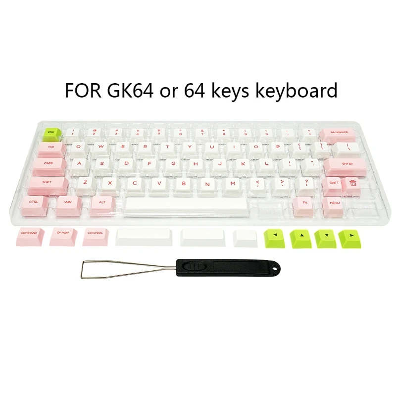 

64 Keys Keyset Double Color PBT Thick Keycap for GK64 Mechanical Gaming Keyboard with Puller Set