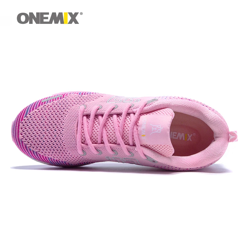 Onemix женские разноцветные трикотажные вамп кроссовки спортивная обувь розовые