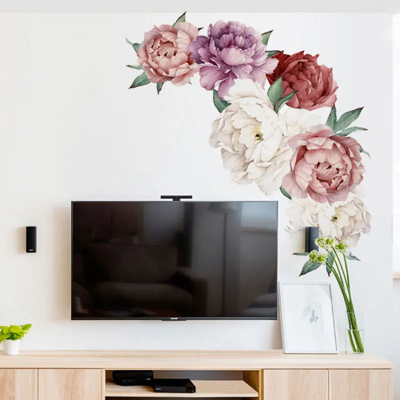 Самостоятельно наклейки на стену Наклейка с изображением пиона цветы Гостиная