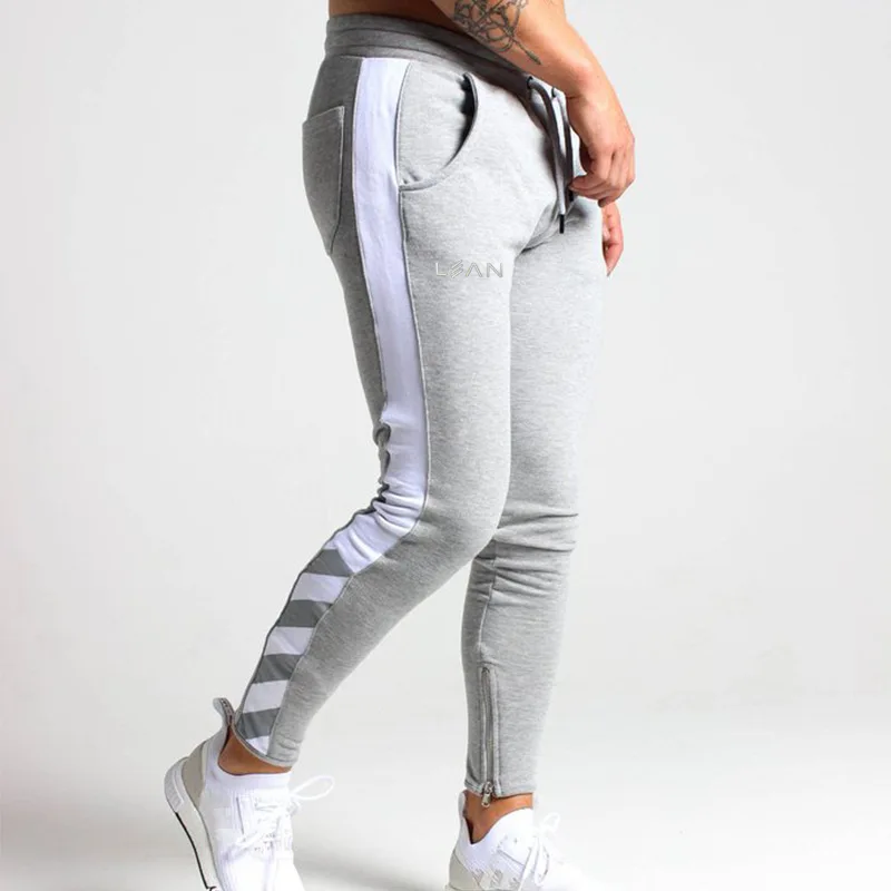 2019 осенние штаны для бега мужские полосатые тренировочные спортзала узкие