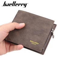 baellerry korean version men short purse solid color leather horizontal male wallet coin pocket multi function bag money holder