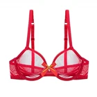 Женский кружевной бюстгальтер Varsmiss, прозрачный дышащий бюстгальтер на косточках, красный бюстгальтер большого размера