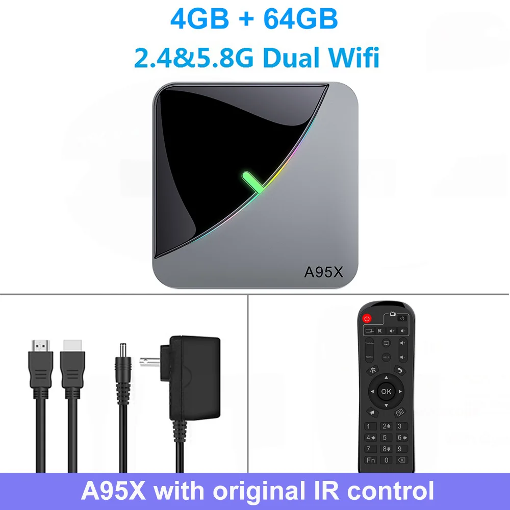 4G 64G LEMADO A95XF3 ТВ приставка Android 9,0 Amlogic S905X3 4 Гб 64 Гб 4 к HD Netflix Google голосовой помощник Смарт RGB светильник Android tv Box 8K - Цвет: 4G 64G