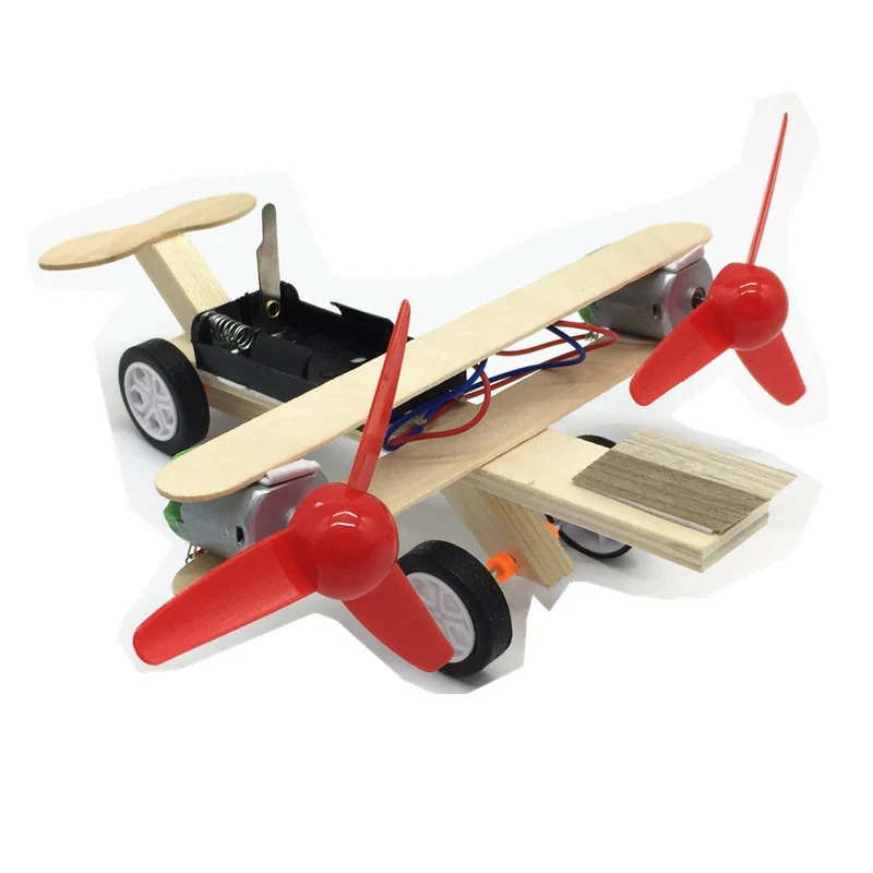 Electric Double Propeller Glider DIY Model Kit Toys for Boys Science Children Creative Physics Toy Handmade Wood Plastic | Игрушки и
