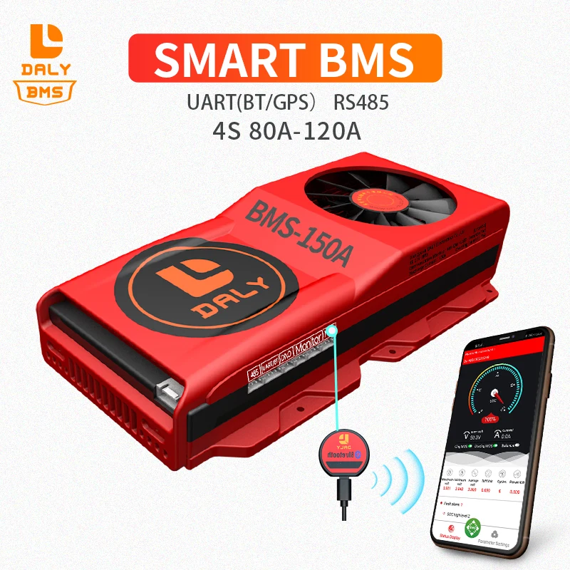 

Bluetooth BMS Φ 12V 3,2 V Lifepo4 Smart BMS 4S 12V 80A 100A 120A для 12V 18650, комплект литиевых батарей BMS с охлаждением балансирующим вентилятором