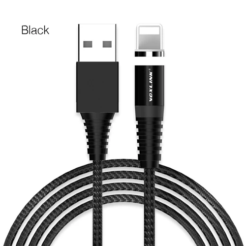 VOXLINK светодиодный магнитный usb-кабель для iPhone Xs Max 8 7 6 и кабель USB type C и кабель Micro usb для samsung Xiaomi huawei htc USB C - Цвет: Black for APPLE