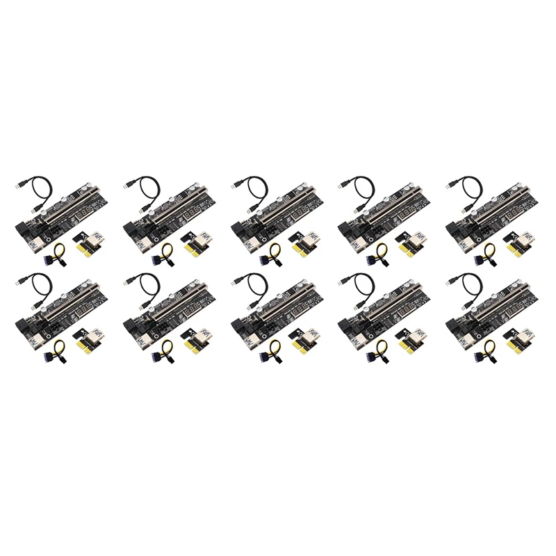 

VER12X PCIE Riser Card 16X to 1X Adapter Card with Temperature Digital Display Dual 6PIN for BTC Miner Mining