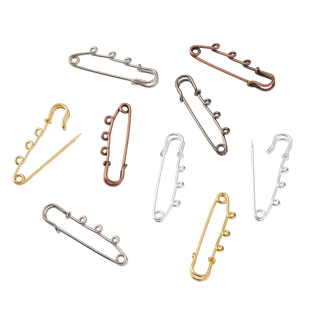 

50pcs/set 5 Color Iron Safety Brooch Kilt Pins Findings Accessories Nice for DIY Brooch Jewelry Making,With 3 Holes