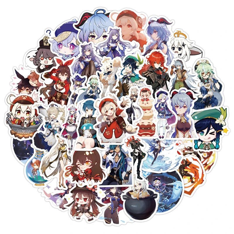 

10/30/50pcs/bag Genshin Impact Cartoon Game Stickers For Notebook Motorcycle Skateboard Computer Mobile phone Suitcase Knapsack